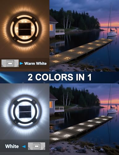 Solar Driveway & Deck Lights 12 Pack Dock Marine Ground LED Lights (12 Count)