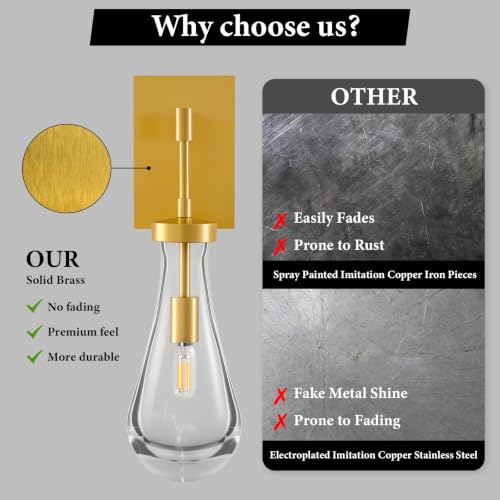 Raindrop Brass Crystal Wall Sconce (2 Count)