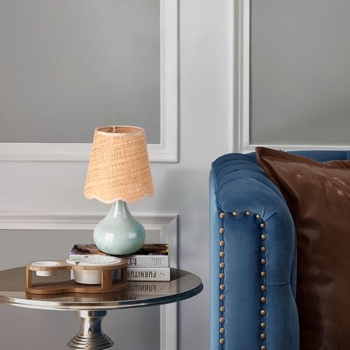 Light Blue Boho Small Table Lamp for Small Spaces