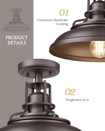 Farmhouse Semi Flush Outdoor Ceiling Light