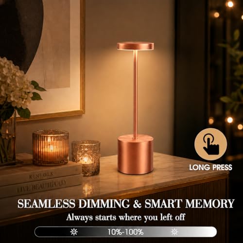 Rose Gold Cordless Table Lamps Set of 2 (2 Count)