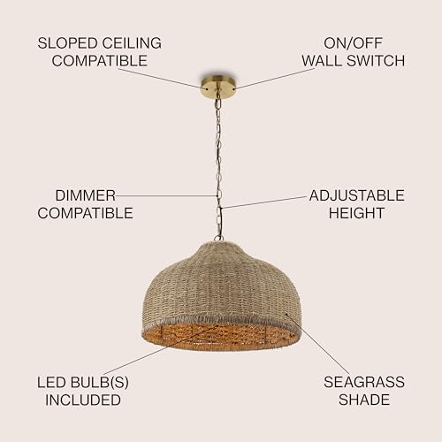 Eliza 1 Light Pendant Dome Rattan Metal 20"