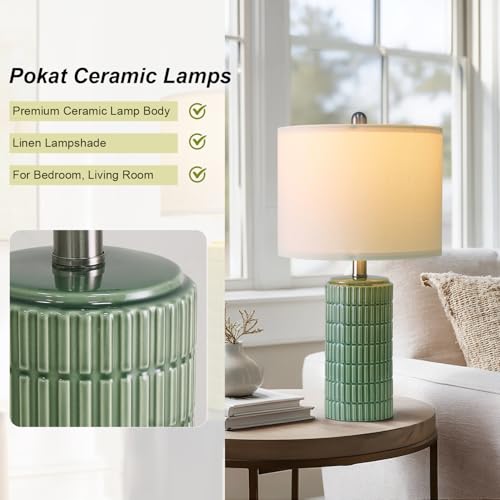 20.75" Small Modern Ceramic Table Lamps Set of 2 for Bedroom (2 Count)
