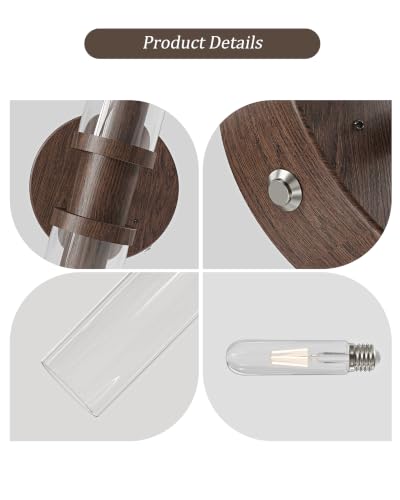 Walnut Wireless Battery Operated Wall Sconces with Remote Control