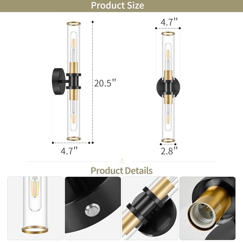 Black & Gold Wireless Battery Operated Wall Sconces with Remote (2 Count)