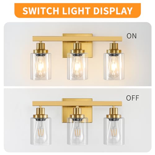 3 Light Gold Bathroom Light Fixtures