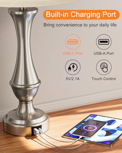 Upgraded Touch Lamps for Night Stands Set of 2 (2 Count)