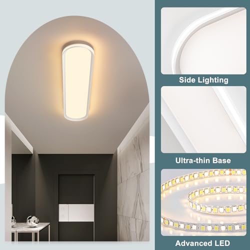 Modern LED Ceiling Light Dimmable Linear Ceiling Light 39.4in Semi Flush Mount Long Lights with Remote Control and Side Lighting for Living Room Kitchen Dining Room
