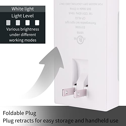 4-in-1 LED Night Light Emergency Backup Light, Motion Sensor, Dusk-to-Dawn Sensor, Rechargeable Battery Operated 5000K Daylight White, LED Flash Light for Home, Power Failure, Hurricane, 2Pack (2 Count)