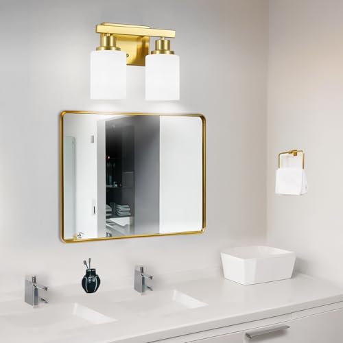 2 Light Gold Bathroom Light Fixture Vanity Light Over Mirror 10.6in