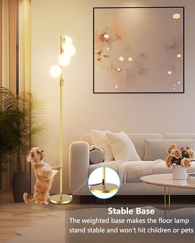 Mid Century Modern 4 Globe Gold Floor Lamp (4 Count)