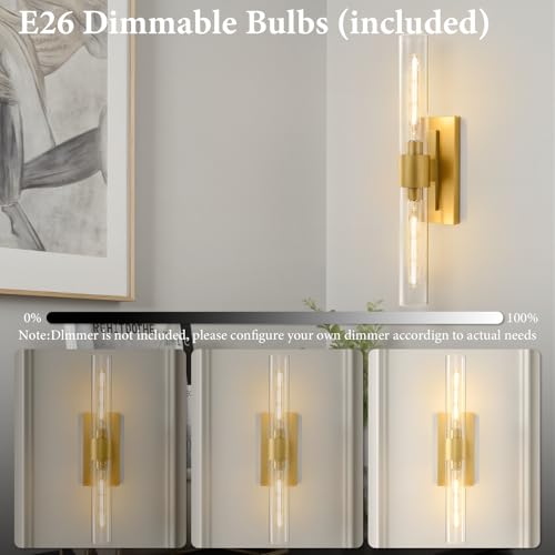 Gold Brass Bathroom Wall Sconce (2 Count)