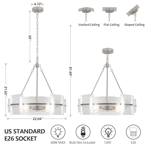 Modern 22 inch Brushed Nickel Dining Room Chandelier