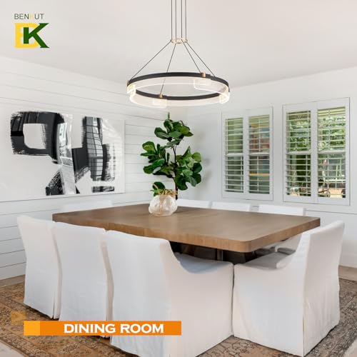 Modern LED Pendant Light Dimmable Black LED Chandelier for Dining Room Pendant Light Fixture Over Table Modern Chandelier Kitchen Island Living Room Entryway