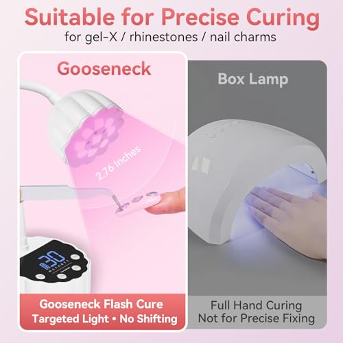 Gooseneck UV LED Nail Lamp Flash Cure Lamp Rechargeable 58mW