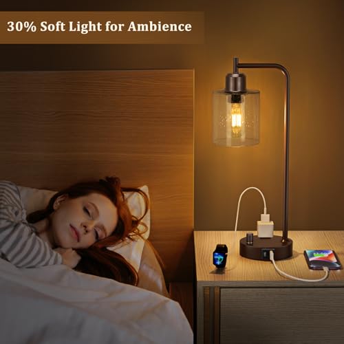 Brown Industrial Bedside Table Lamp for Bedroom