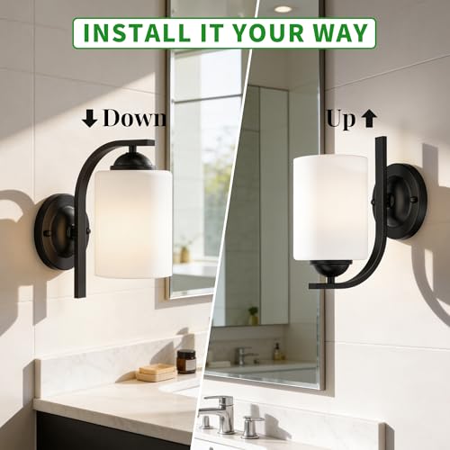 Black Wall Sconces Lights for Bathroom (2 Count)