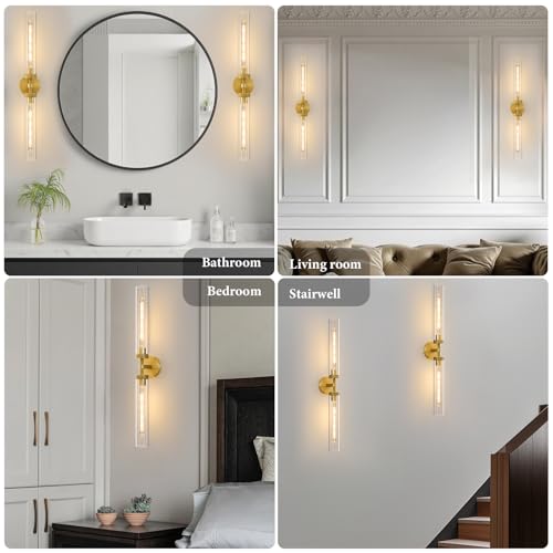 Knurled Brass Tube Wall Sconce