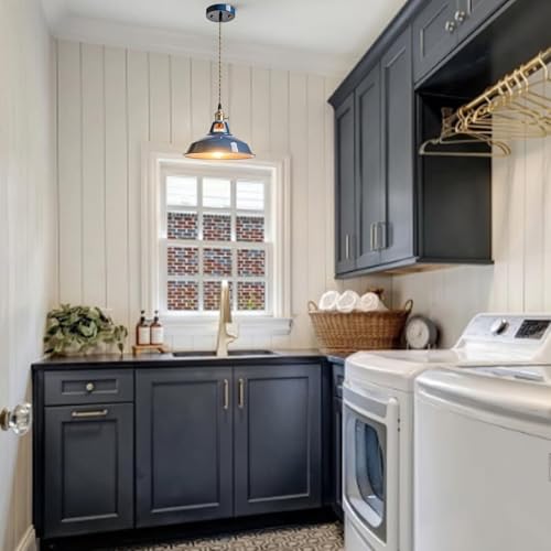 Kitchen Pendant Light Blue Metal Barn Shade Modern Dimmable Pendant