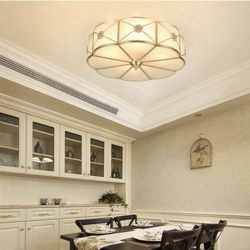 Vintage Brass Flush Mount Ceiling Light Suit for Living Room Bedroom