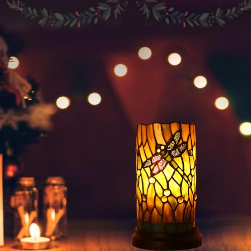 Tiffany Style Table Lamp for Bedroom Baroque Stained Glass Nightstand Bedside Night Lamp Party Light Hand