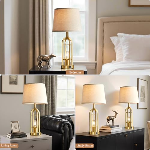 Gold Table Lamps for Living Room Set of 2 (2 Count)