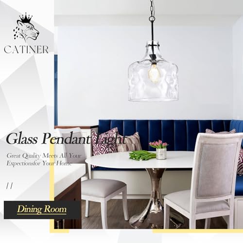 16" Farmhouse Hammered Glass Pendant Light