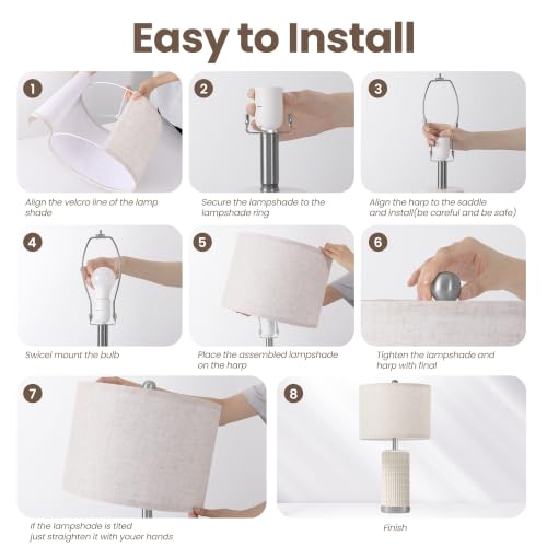 25" Ceramic Touch Table Lamp Set of 2 for Living Room and bedroom White (2 Count)