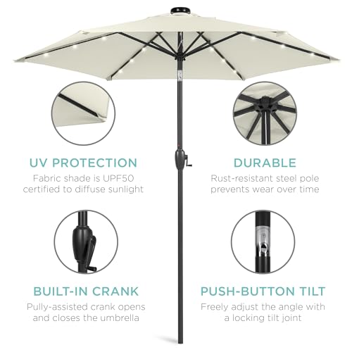 7.5ft Solar Umbrella LED Lighted Patio Umbrella