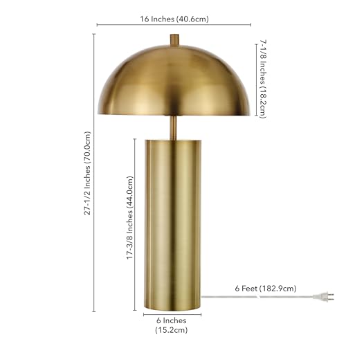 York 27" Tall Table Lamp with Metal Shade in Brass
