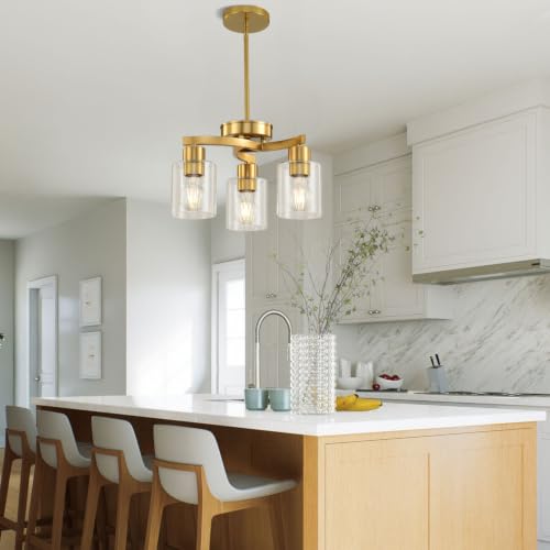 3 Light Brass Gold Dining Room Chandelier