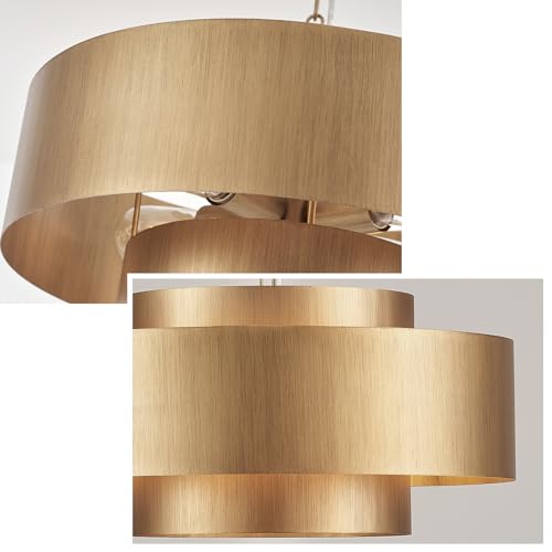 20” Brushed Brass Modern Chandelier Classic 3 Round Metal Pendant Light Contemporary Adjustable Industrial Pendant Light for Dining Room Kitchen Island Living Room Bedroom (3 Count)
