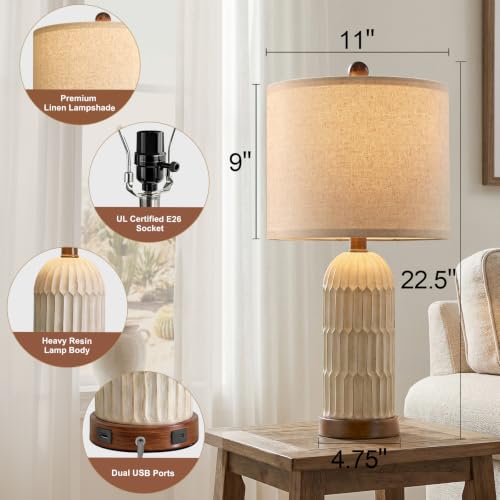 22" Bedside Table Lamps Set of 2 (2 Count)