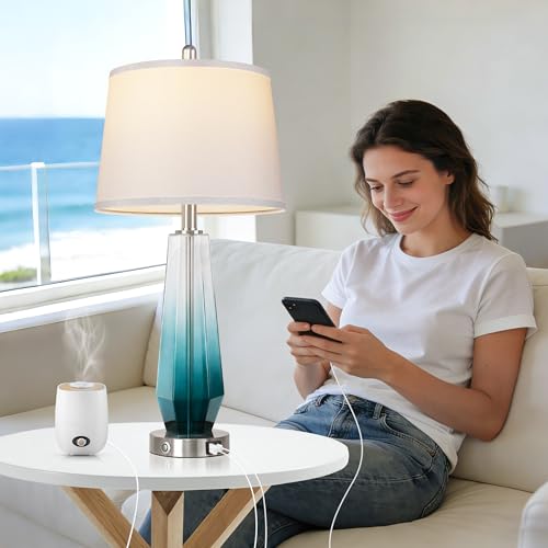 Glass Table lamps for living room (2 Count)