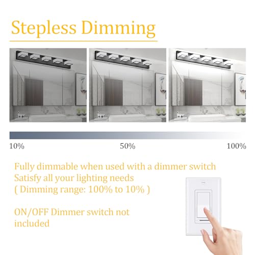 5 Color Temperature Black Vanity Lights Dimmable Acrylic Modern LED Black Bathroom Vanity Lighting Fixtures 34inch