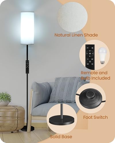 Dimmable Floor Lamp for Living Room with Remote and Foot Switch