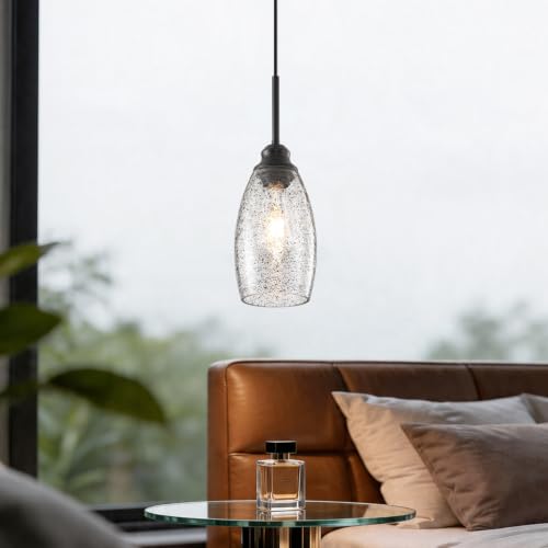3 Lights Industrial Pendant Light with Glass Shade Matte Black Pendant Lighting Adjustable Industrial Retro Style Hanging Light