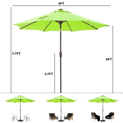 9' Patio Umbrella with lights Outdoor Umbrella Patio for deck lime