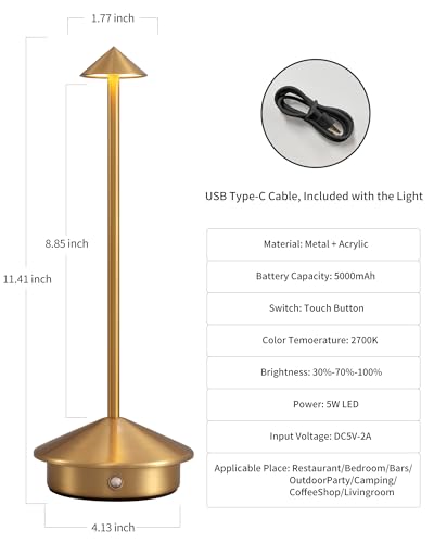 Modern Cordless Table Lamp Set of 2 (2 Count)