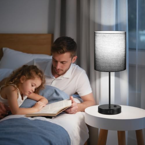 17.6" Black Touch Lamps for Bedroom Set of 2 (2 Count)