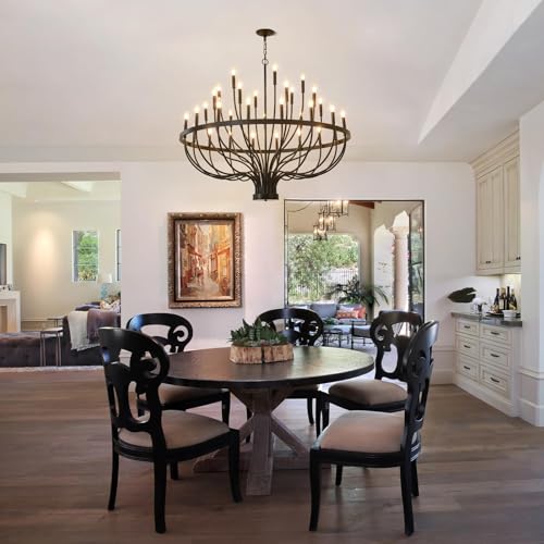 33 Light Candle Chandelier 48" Large Black Modern Foyer Chandelier