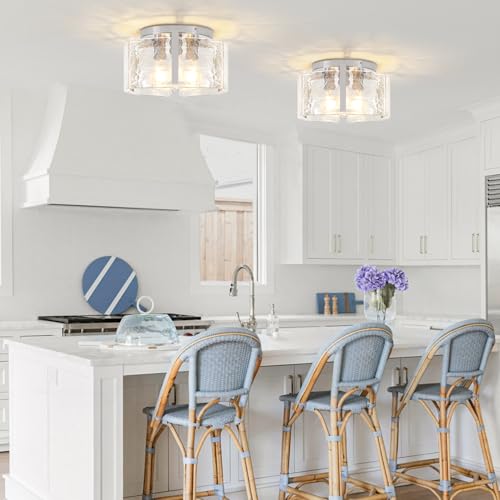 Modern Brushed Nickel Semi Flush Mount Ceiling Light 3 Lights Ceiling Lamp