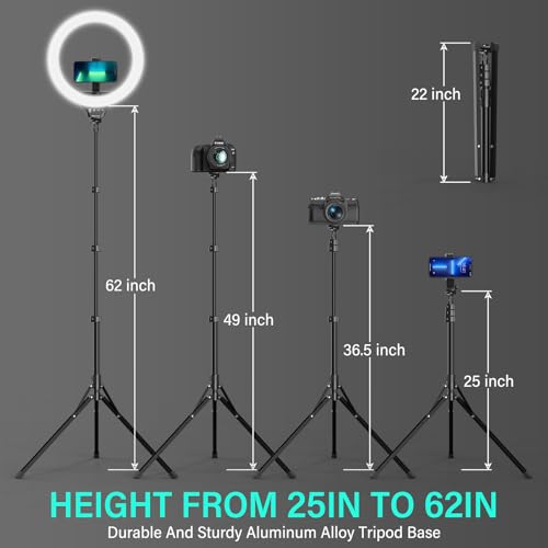 14'' LED Foldable Ring Light with 62'' Tripod Stand