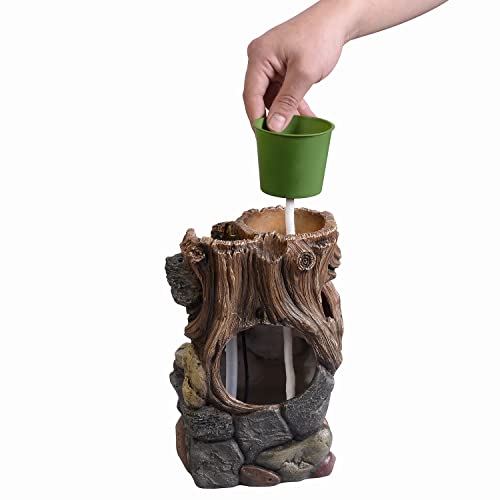 Indoor 5 Tier Rockery Tabletop Waterfall Fountain with Auto Watering and Small Plastic Plant Pot