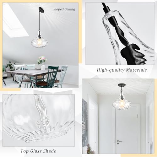 11" Clear Hammered Glass Pendant Light