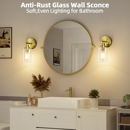 Bathroom Wall Sconce with Clear Glass Shade