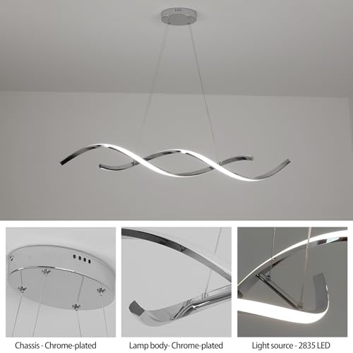 Chrome Dimmable Chandelier Over Tables