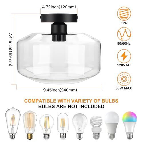 Industrial Semi Flush Mount Ceiling Light Large