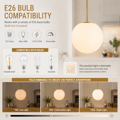 Modern Gold Globe Pendant Light