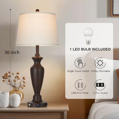 30" Tall Brown Table Lamp for Living Room